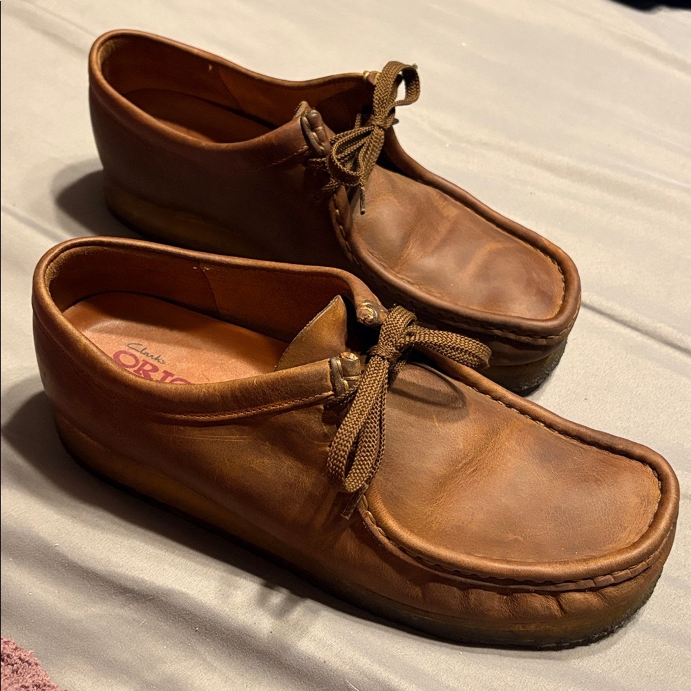 Clarks Originals Wallabee Brown Leather Lace Up Shoes Mens Size 10 Crepe Sole